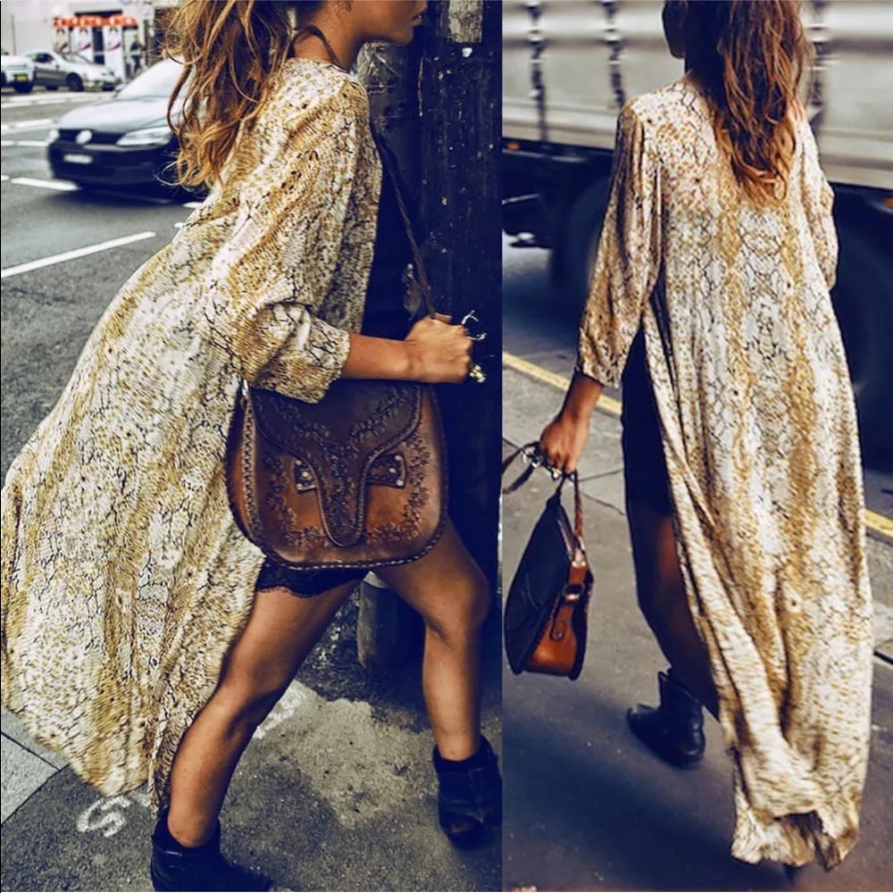 👘GORGEOUS LONG SNAKESKIN PRINT KIMONO-NEW👘 - Picture 4 of 6